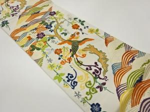 鳳凰に枝垂れ桜・荒波模様織出し袋帯